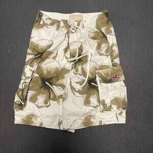 Hollister Men's Swim Cargo Trunks Hibiscus Y2K 100% Polyester Size S